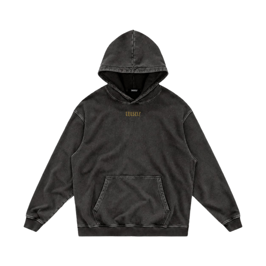 TruSelf Archive Hoodie in Black - Archive Series back graphic, rear view