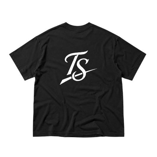 TruSelf TS Tee in Black - heavyweight cotton tee, back view