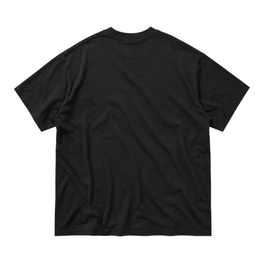 TruSelf Essential Tee in Black - heavyweight cotton tee, back view
