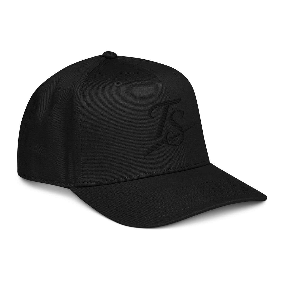 TruSelf TS Hat in Black - 5-panel mid-profile cap, right side