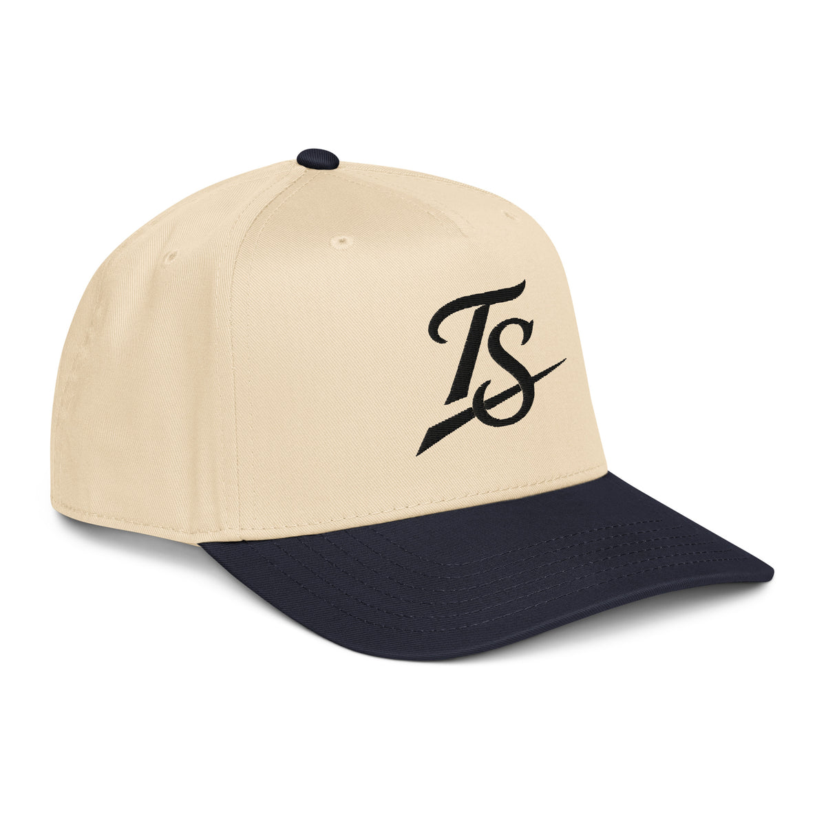 TruSelf TS Hat in Navy/Cream - 5-panel mid-profile cap, right side