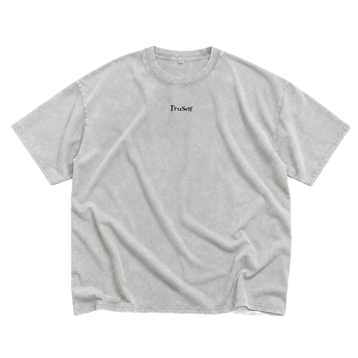 TruSelf Icarus Tee in Light Gray - Archive Series heavyweight cotton tee, front view