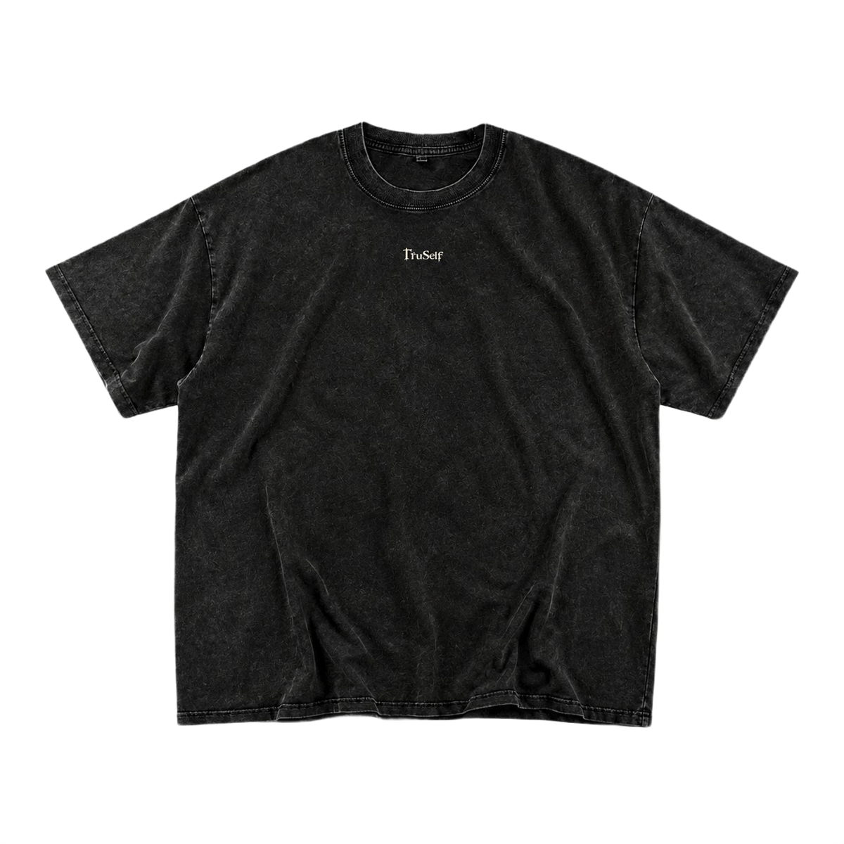 TruSelf Icarus Tee in Black - Archive Series heavyweight cotton tee, front view