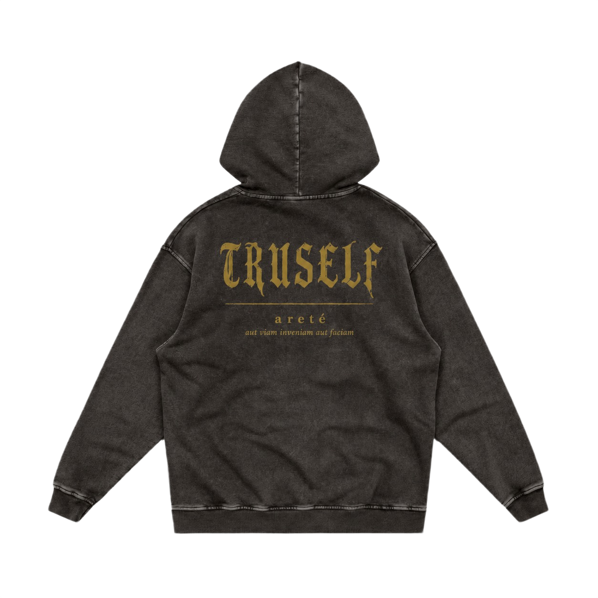 TruSelf Archive Hoodie in Dark Gray - Archive Series heavyweight fleece hoodie, front view