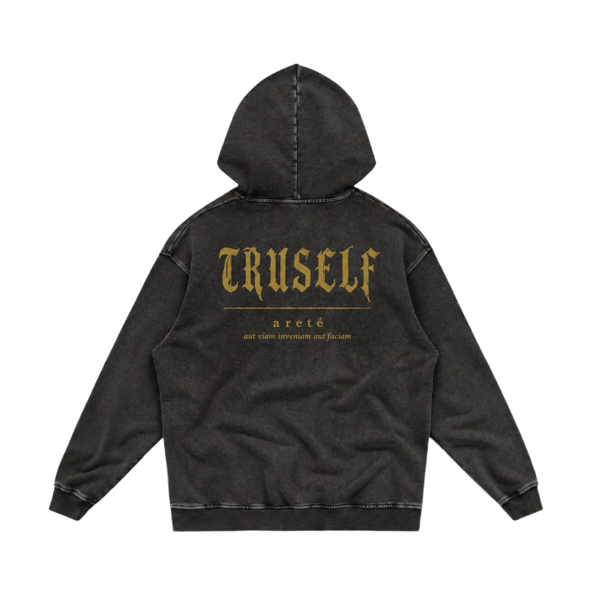 TruSelf Archive Hoodie in Black - Archive Series heavyweight fleece hoodie, front view