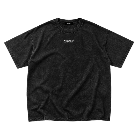 TruSelf Apollo Tee in Black - Archive Series heavyweight cotton tee, front view