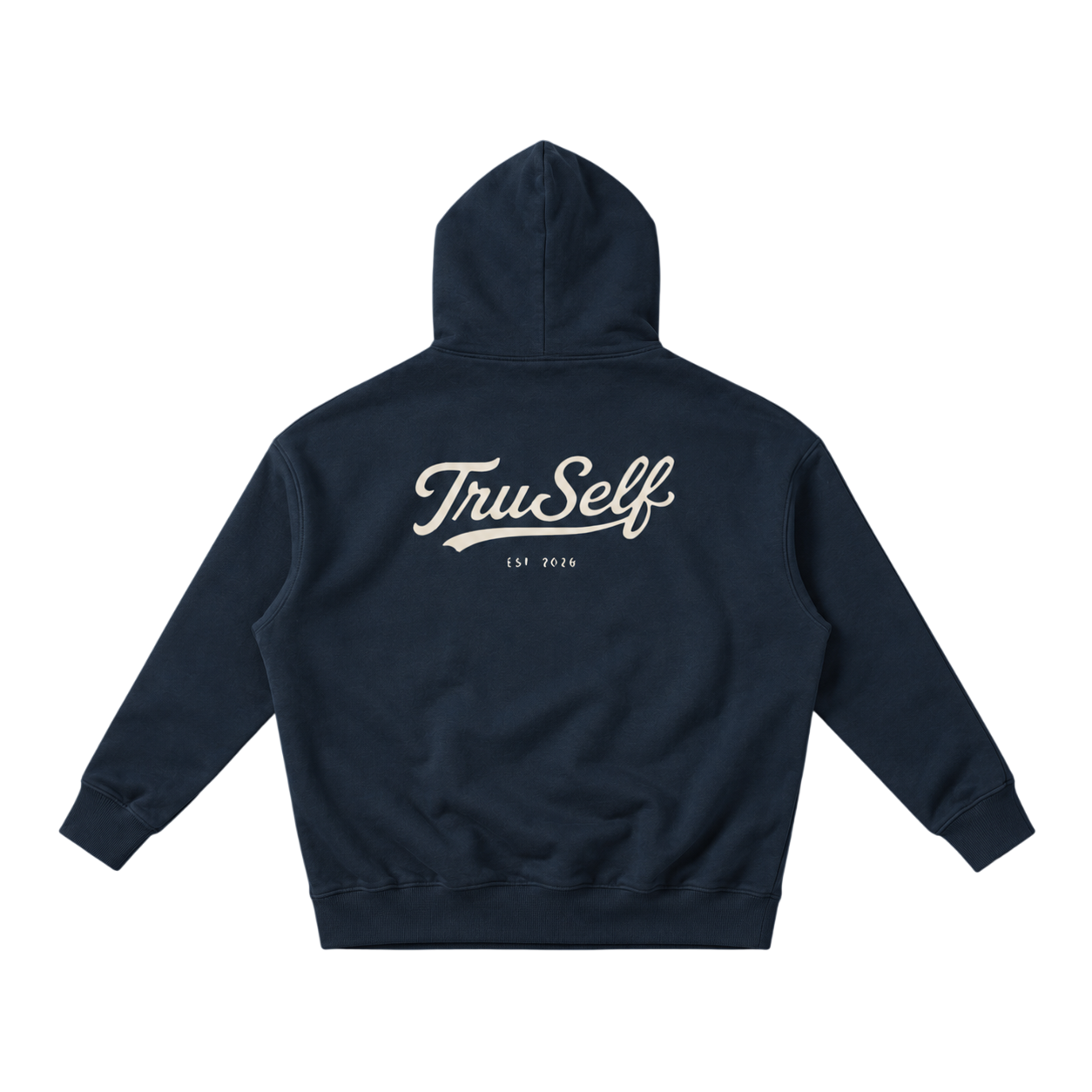 TruSelf Hoodie in Navy Blue - heavyweight fleece hoodie, alternate view