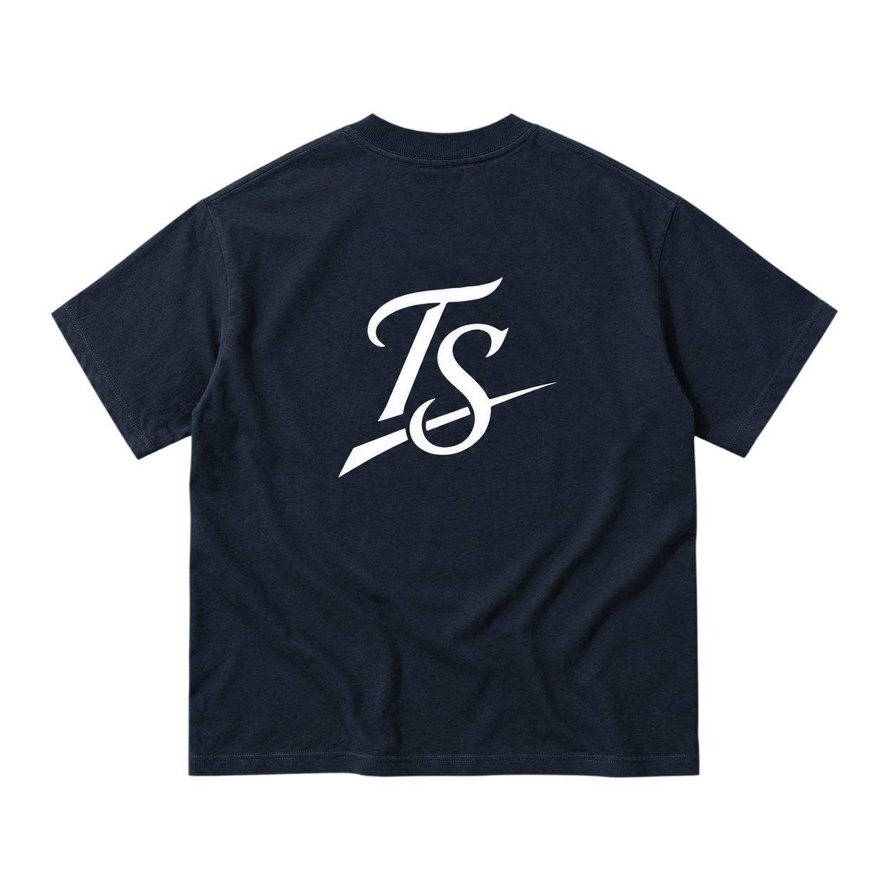 TruSelf TS Tee in Navy Blue - heavyweight cotton tee, back view