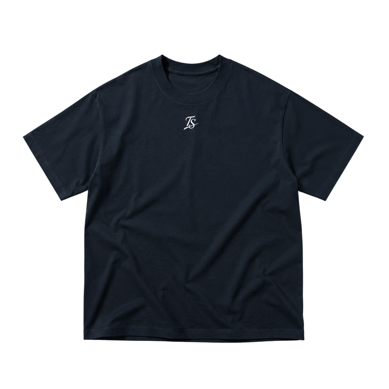 TruSelf TS Tee in Navy Blue - heavyweight cotton tee, front view