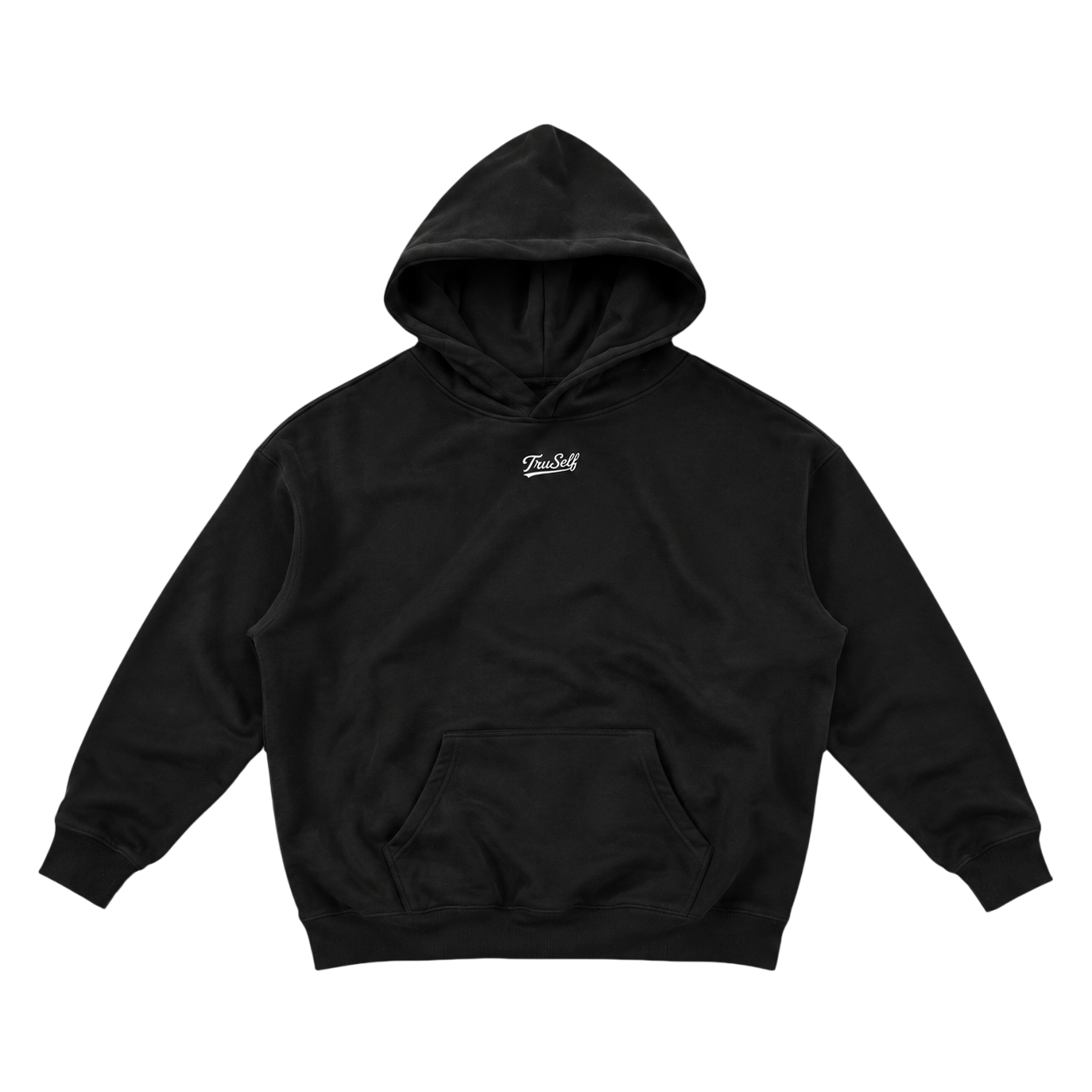 TruSelf Hoodie in Black - heavyweight fleece hoodie, front view