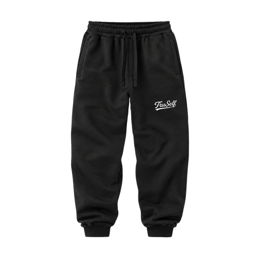 TruSelf Joggers in Black - fleece joggers, front view