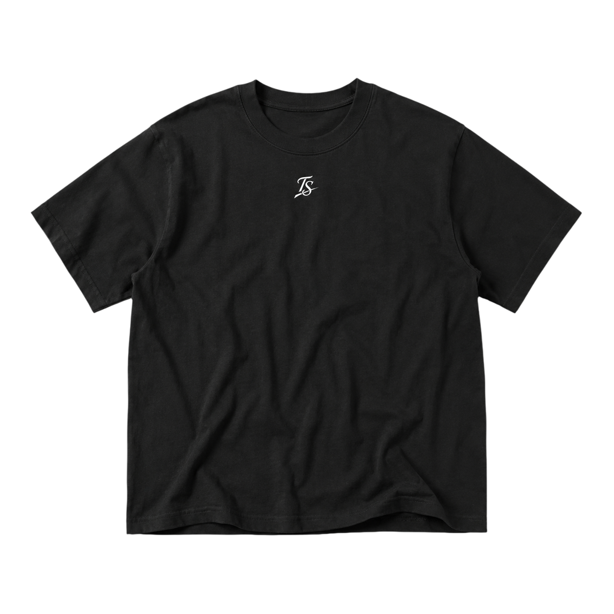 TruSelf TS Tee in Black - heavyweight cotton tee, front view